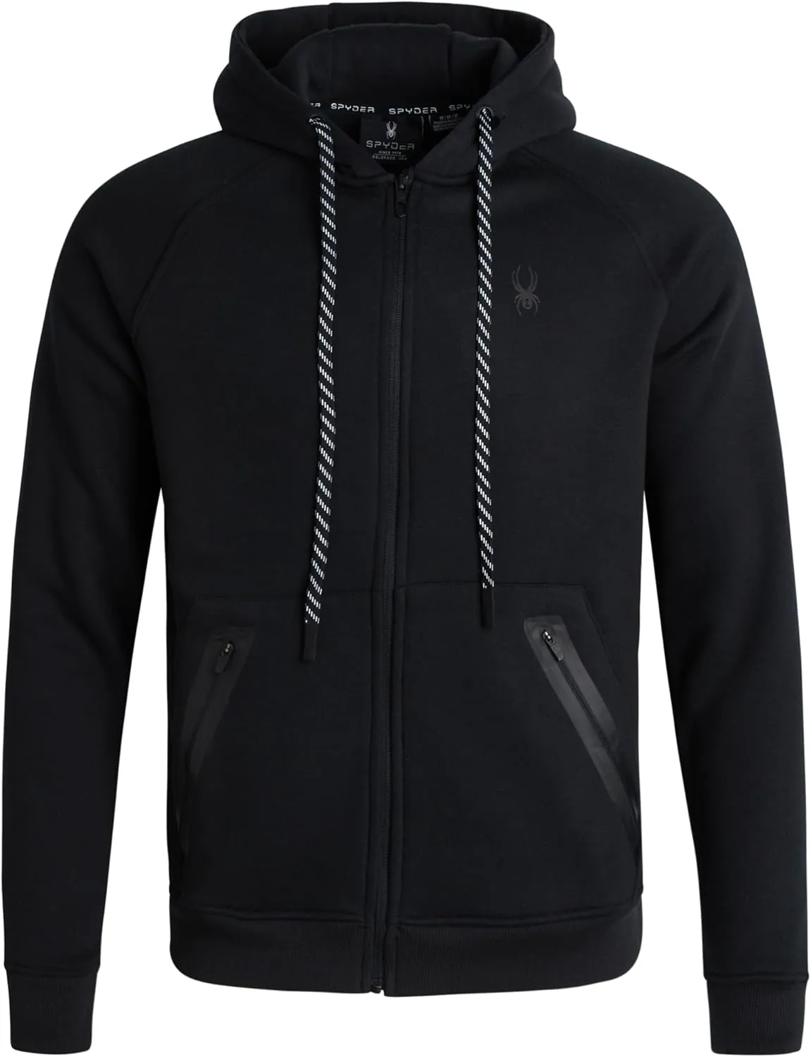 Spyder Mens Zip Up Hoodie - UPF30  Super Soft Fleece Sweatshirt, Warm Athletic Hoodies for Men with Secure Zip Pockets (S-XL)