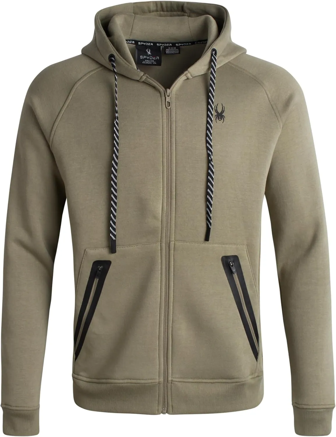 Spyder Mens Zip Up Hoodie - UPF30  Super Soft Fleece Sweatshirt, Warm Athletic Hoodies for Men with Secure Zip Pockets (S-XL)