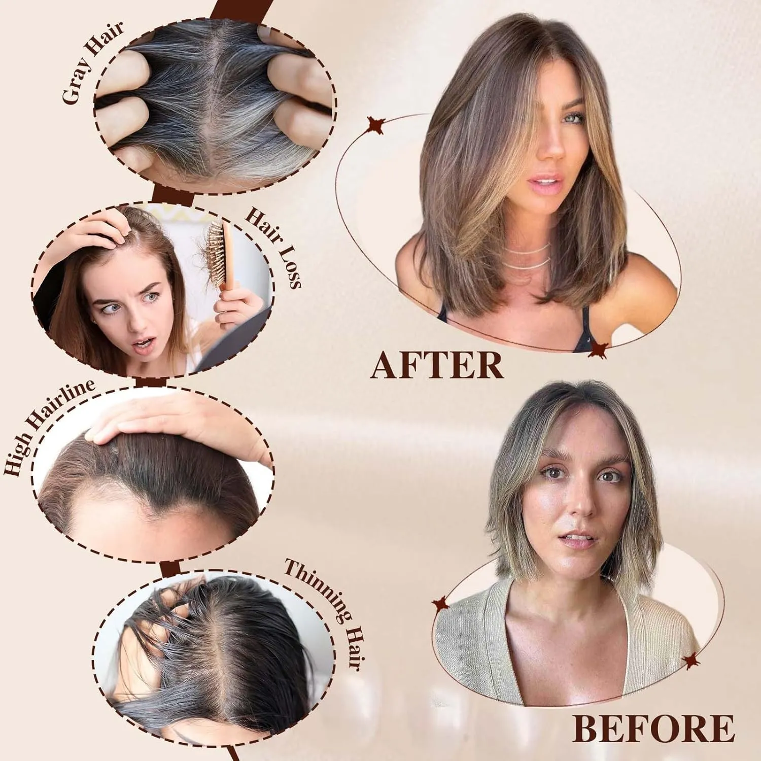 Starluck 14 Inch Black Hair Toppers for Women - Synthetic Hair Pieces with 3 Clips - Swiss Base