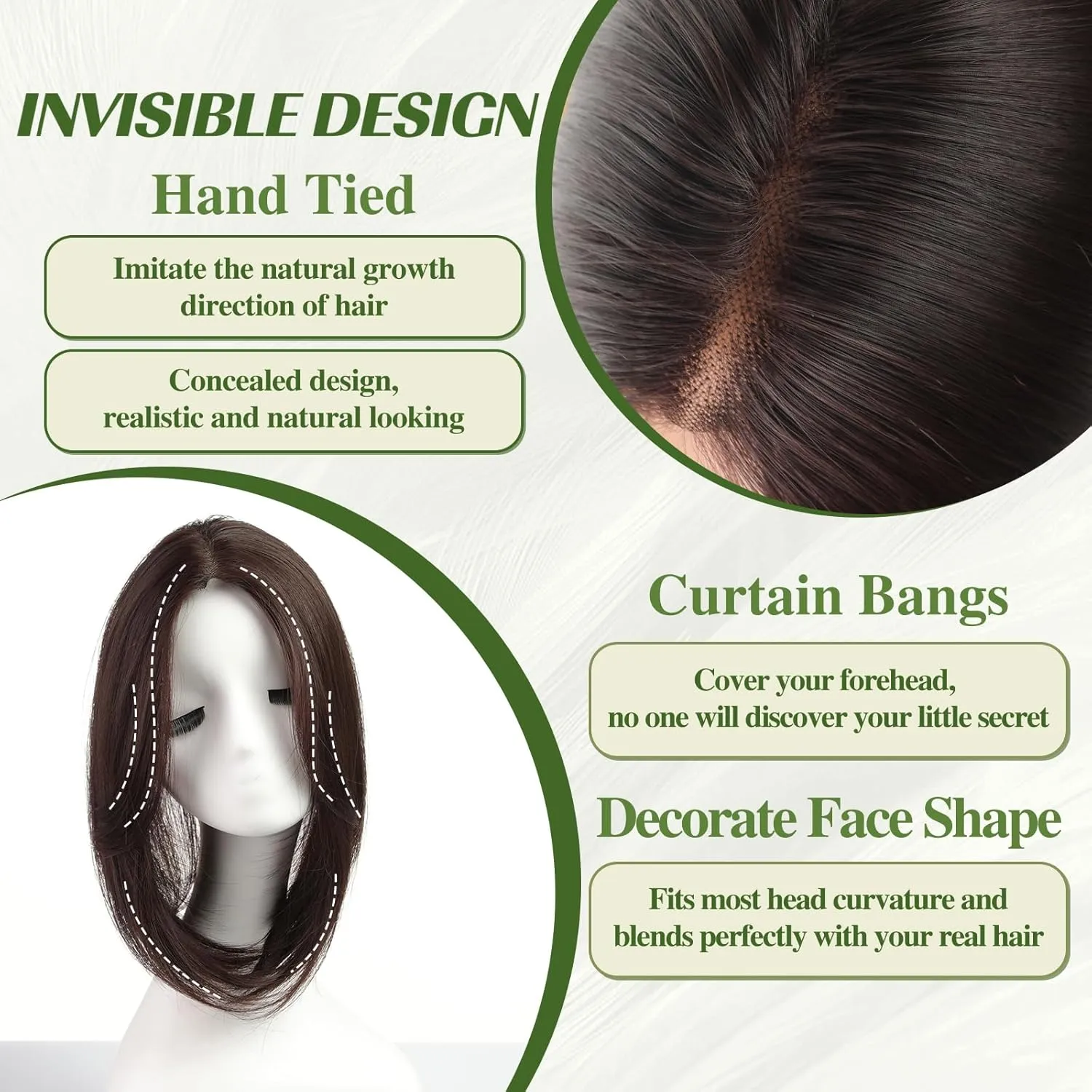 Starluck 14 Inch Light Auburn Layered Hair Topper with Bangs for Women, Synthetic Swiss Base Top with 3 Clips for Women with Thinning Grey Hair Loss