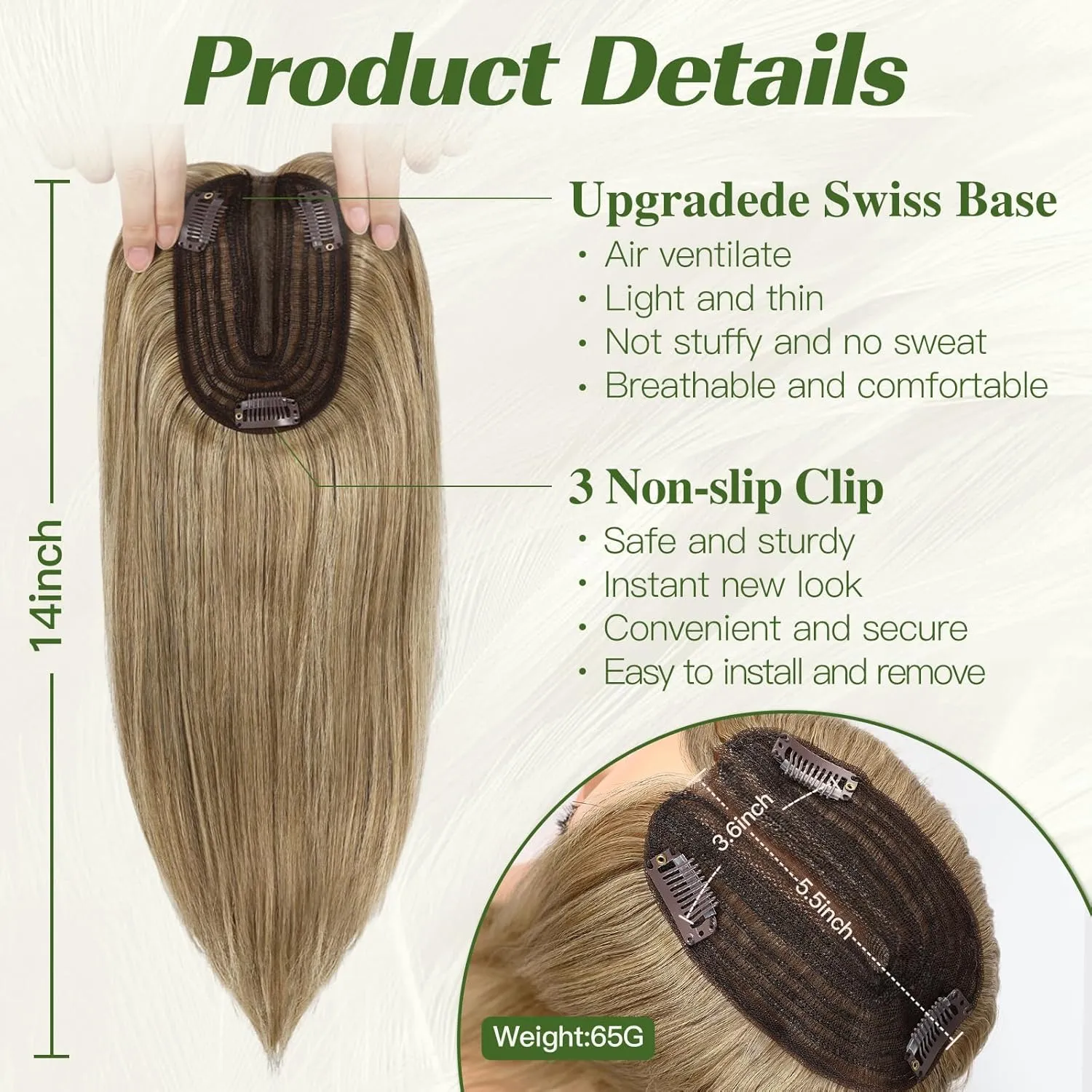 starluck 14 Inch Light Brown Mixed Blonde Hair Toppers for Women Synthetic Hair Toppers with 3 Clips in Wiglets Toppers for Women with Thinning Hair Grey Hair Hair Loss