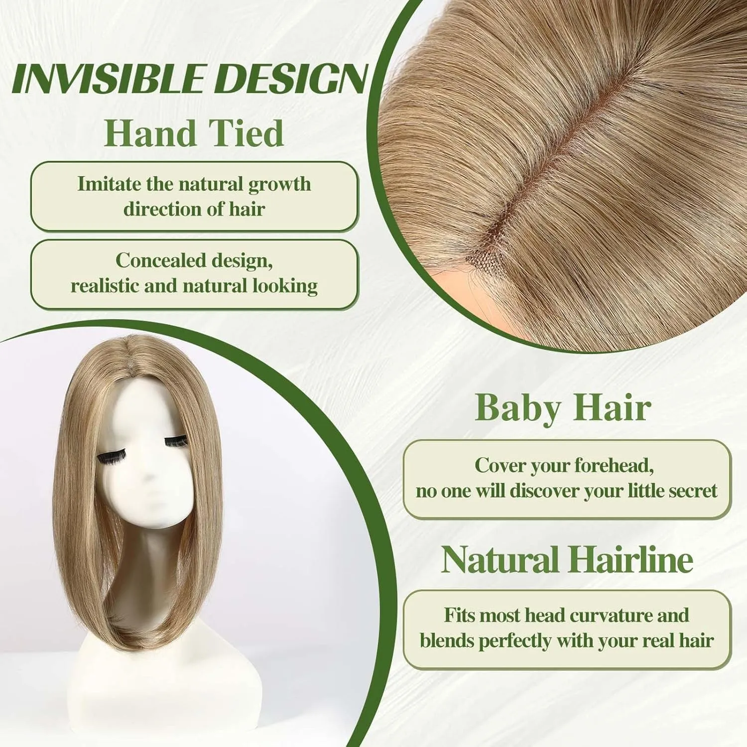 starluck 14 Inch Light Brown Mixed Blonde Hair Toppers for Women Synthetic Hair Toppers with 3 Clips in Wiglets Toppers for Women with Thinning Hair Grey Hair Hair Loss