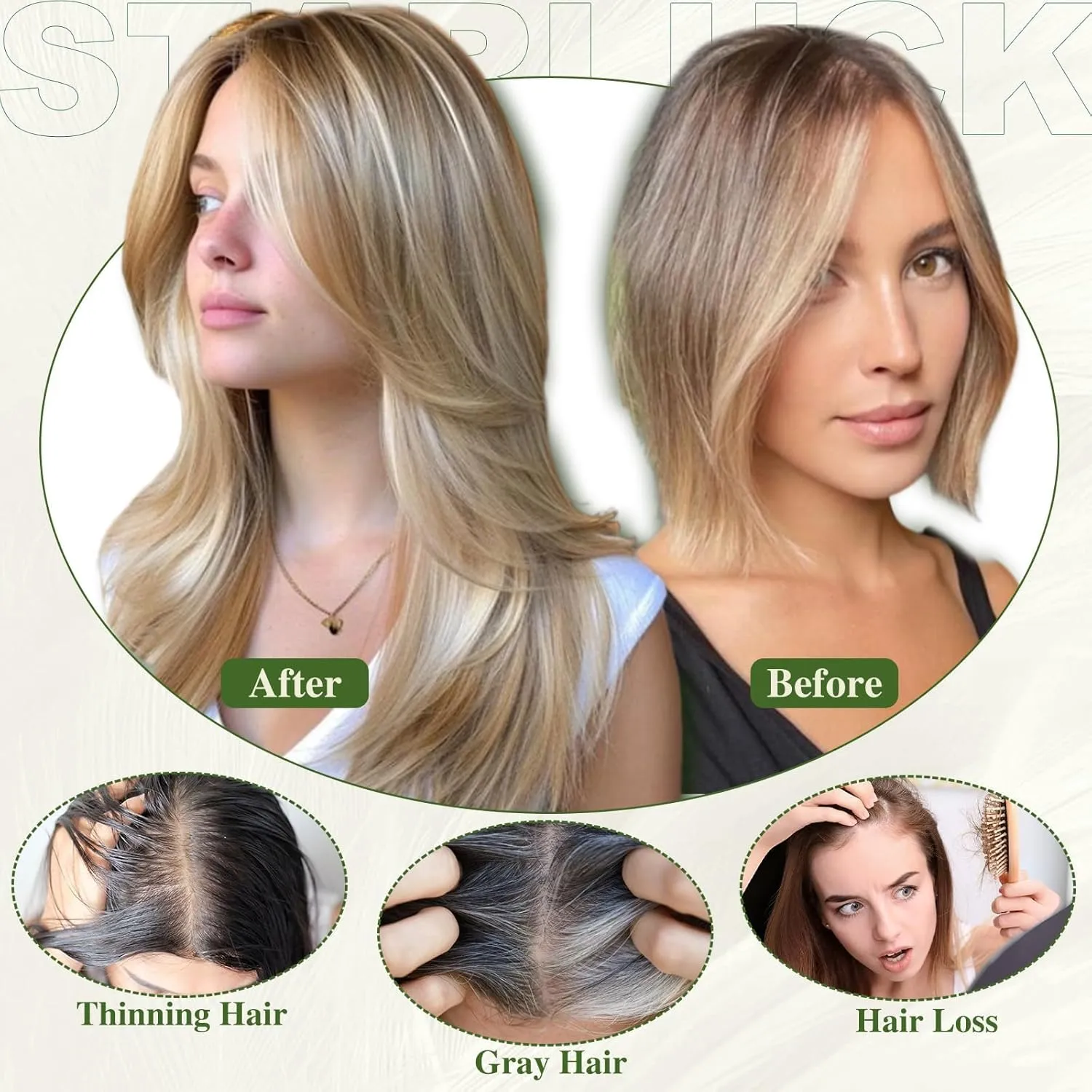 starluck 14 Inch Light Brown Mixed Blonde Hair Toppers for Women Synthetic Hair Toppers with 3 Clips in Wiglets Toppers for Women with Thinning Hair Grey Hair Hair Loss
