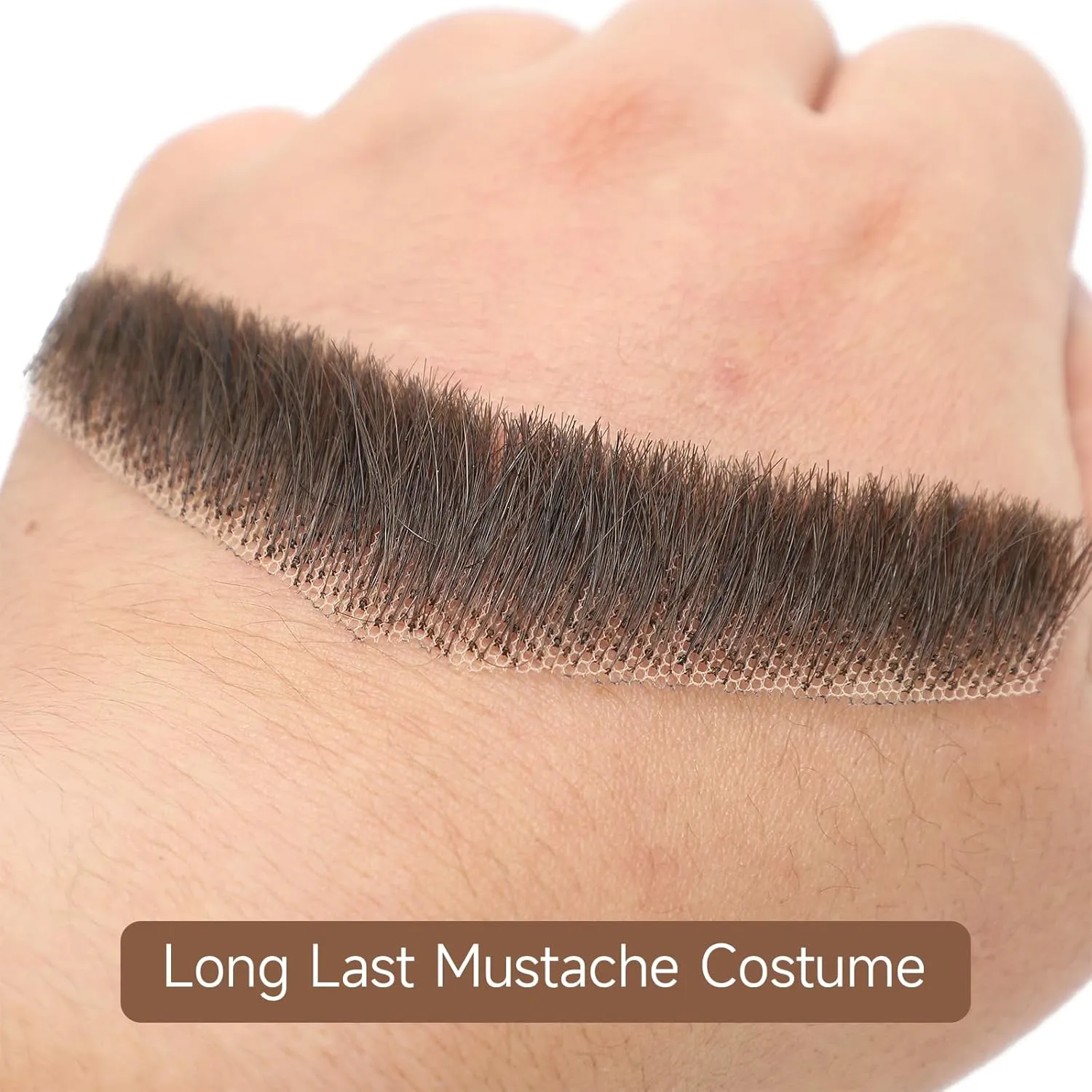 Straight Bushy Fake Mustache, Thick Human Hair Fake Beard, Handmade Soft Lace Realistic Mustache Costume, Stick On Beard Wig of Mustache Costume, Realistic Beard for Halloween/Drama/Party/Cosplay