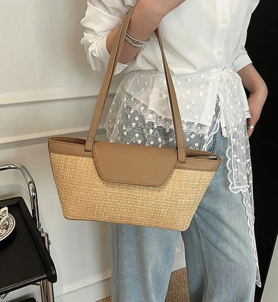 Straw Beach Tote Bag Large Summer Boho Woven Bags Rattan Handmade Shoulder Handbags for Women