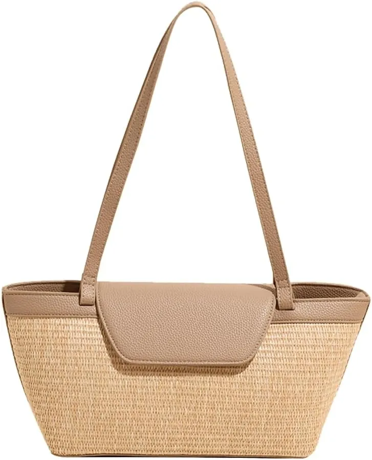 Straw Beach Tote Bag Large Summer Boho Woven Bags Rattan Handmade Shoulder Handbags for Women