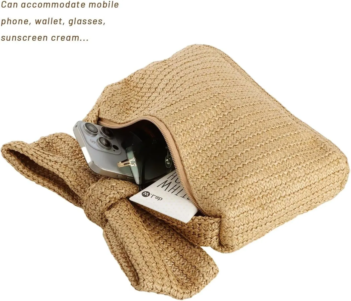 Straw Bow Clutch Purse Summer Handbag for Women 2024 Woven Beach Purse for Vacation Wedding