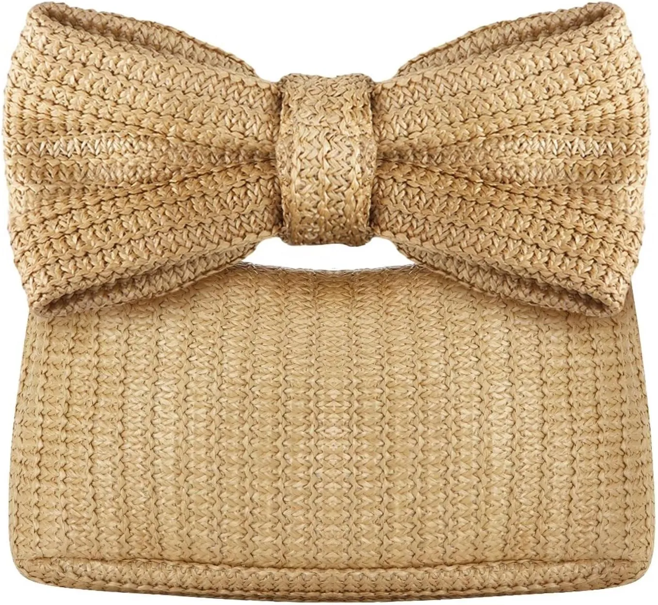 Straw Bow Clutch Purse Summer Handbag for Women 2024 Woven Beach Purse for Vacation Wedding