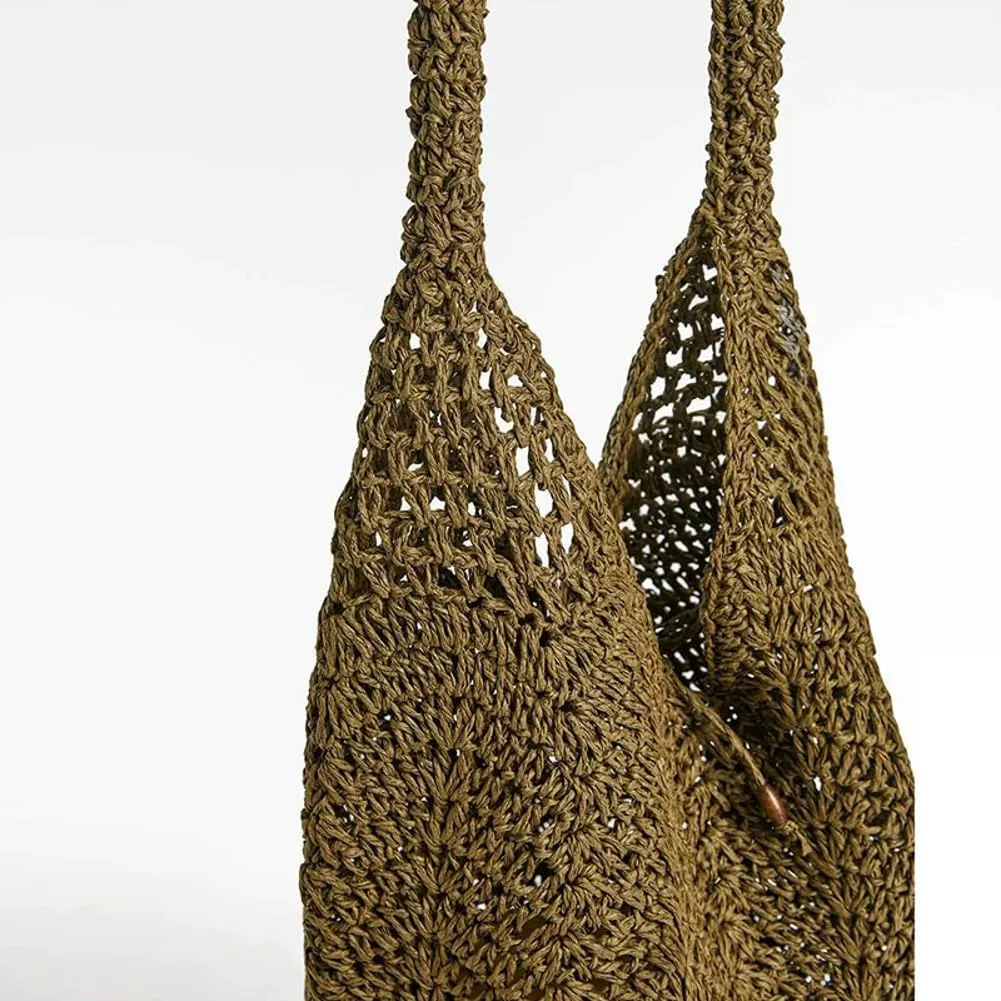 Straw Tote Handbag for Women Large Capacity Shoulder Bag Trendy Hollow Out Beach Satchel Purse Summer Hobo Bag 2025