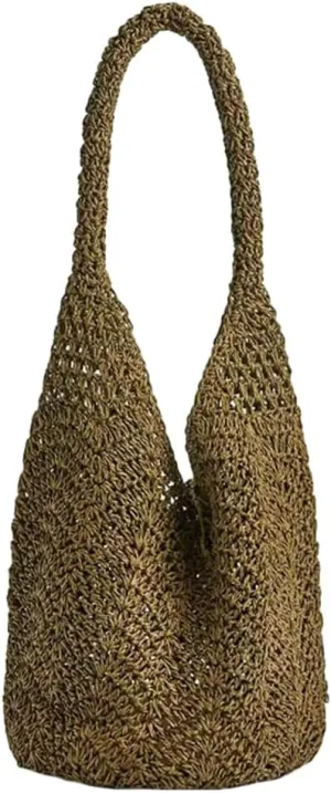 Straw Tote Handbag for Women Large Capacity Shoulder Bag Trendy Hollow Out Beach Satchel Purse Summer Hobo Bag 2025