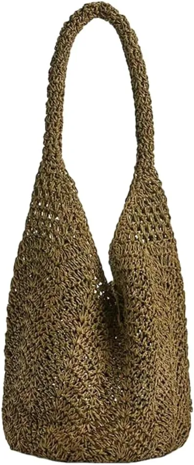 Straw Tote Handbag for Women Large Capacity Shoulder Bag Trendy Hollow Out Beach Satchel Purse Summer Hobo Bag 2025