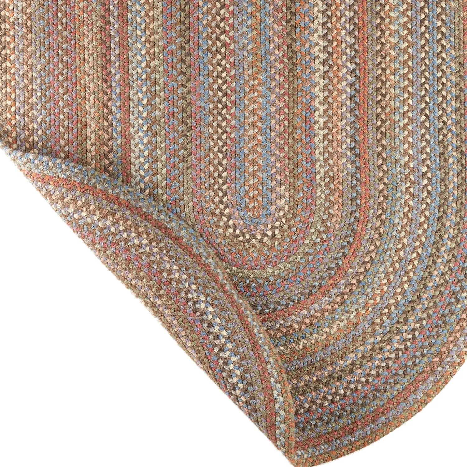 Super Area Rugs Cherry Hill Braided Rug Soft Toned Wool Casual Braided Carpet, Mocha Multi, 2' x 10' Oval Runner