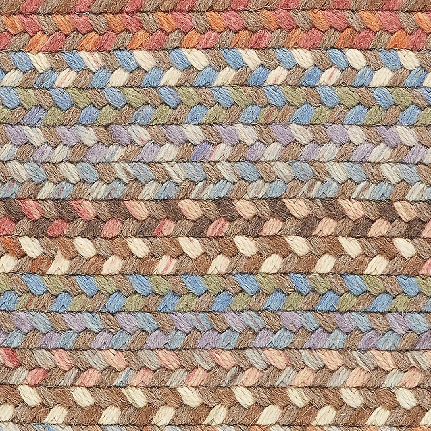 Super Area Rugs Cherry Hill Braided Rug Soft Toned Wool Casual Braided Carpet, Mocha Multi, 2' x 10' Oval Runner