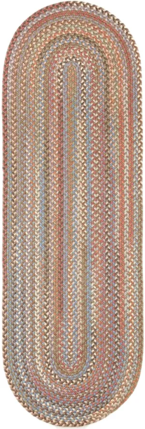 Super Area Rugs Cherry Hill Braided Rug Soft Toned Wool Casual Braided Carpet, Mocha Multi, 2' x 10' Oval Runner