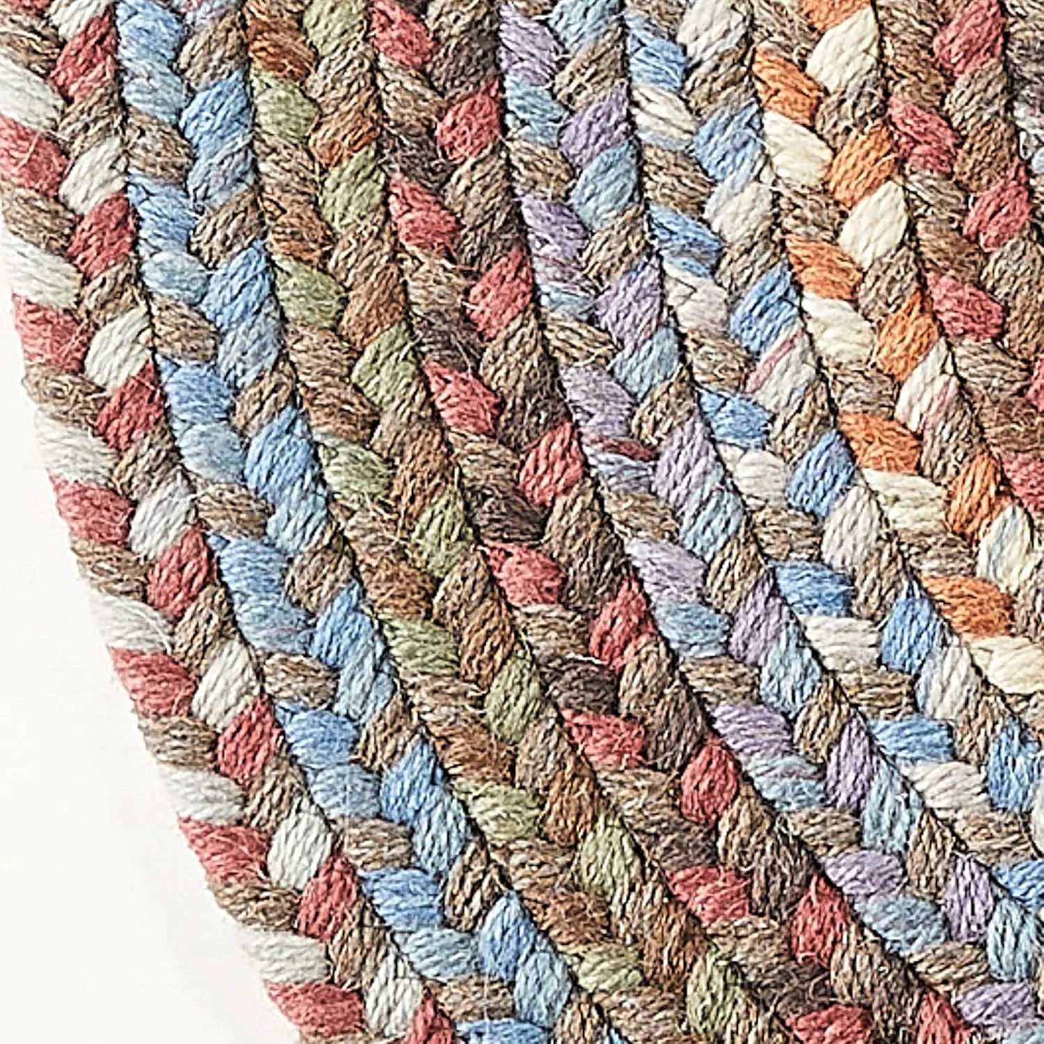 Super Area Rugs Cherry Hill Braided Rug Soft Toned Wool Casual Braided Carpet, Mocha Multi, 2' x 10' Oval Runner