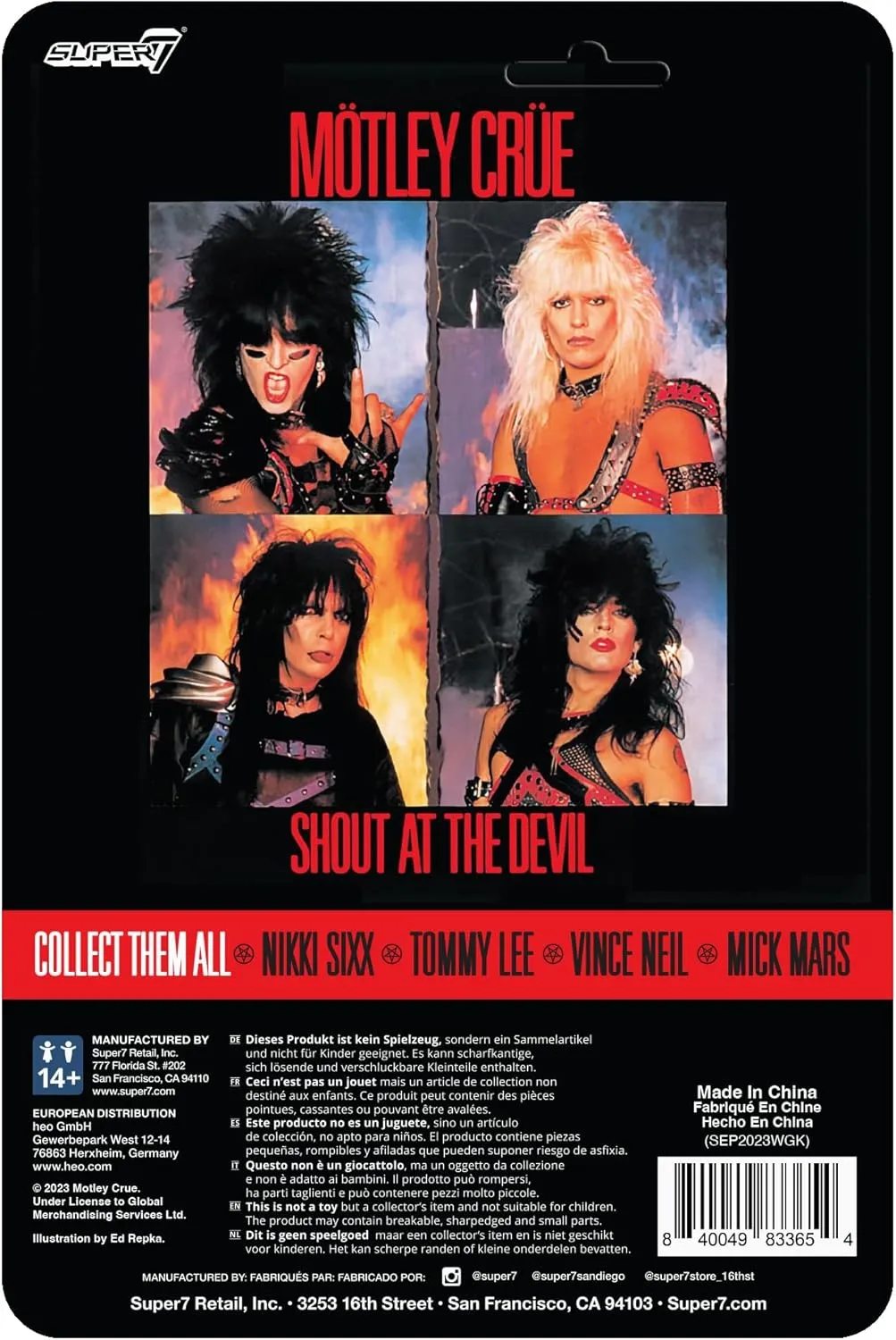 Super7 Motley Crue Vince Neil (Shout at The Devil) - 3.75" Action Figure with Accessory Heavy Metal Collectibles and Retro Toys