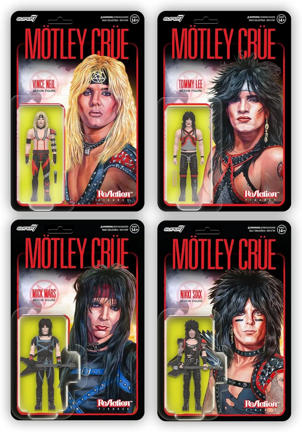 Super7 Motley Crue Vince Neil (Shout at The Devil) - 3.75" Action Figure with Accessory Heavy Metal Collectibles and Retro Toys