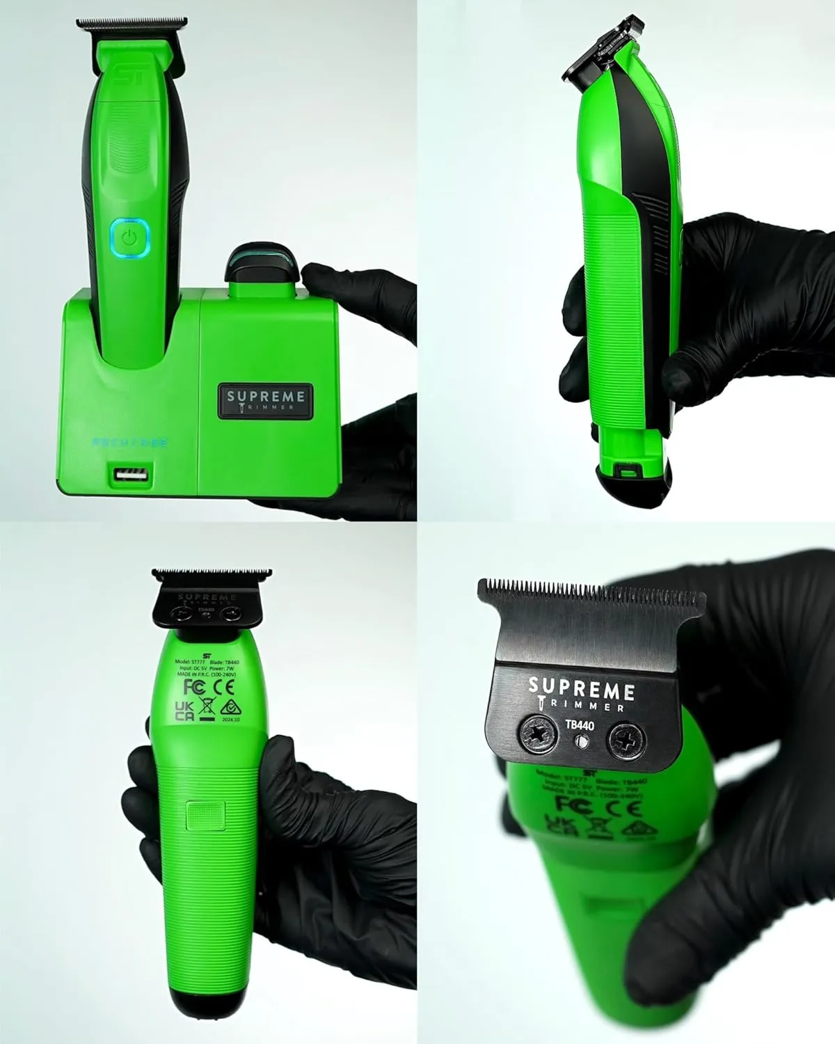 Supreme Trimmer Recharge Professional Trimmer for Barbers with 2 Removable Batteries, Professional Strong Motor, Smart Charge Stand, USB-C Charge & Zero Gap DLC Blades | ST777
