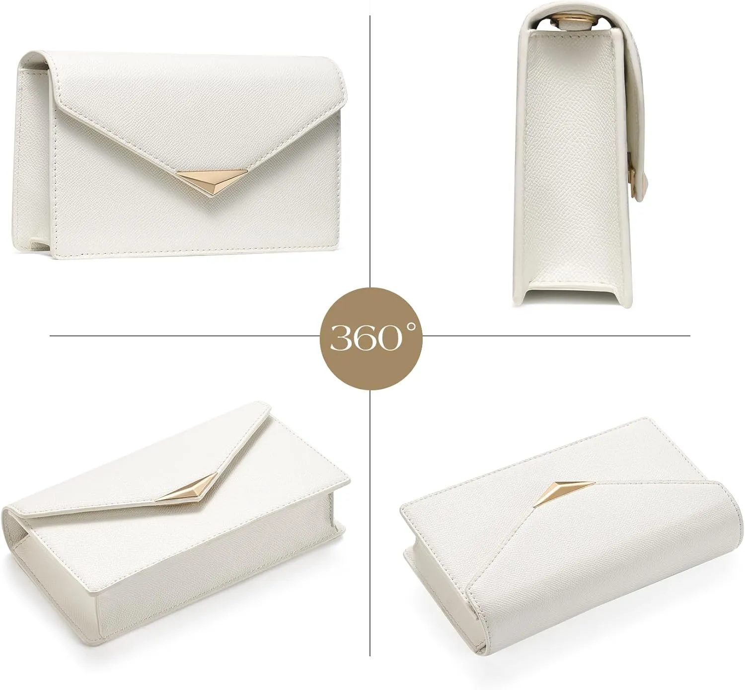 SWEETV Classic Envelope Clutch Purses for Women Elegant PU Leather Handbags for Evening, Weddings, Parties, and Formal Events