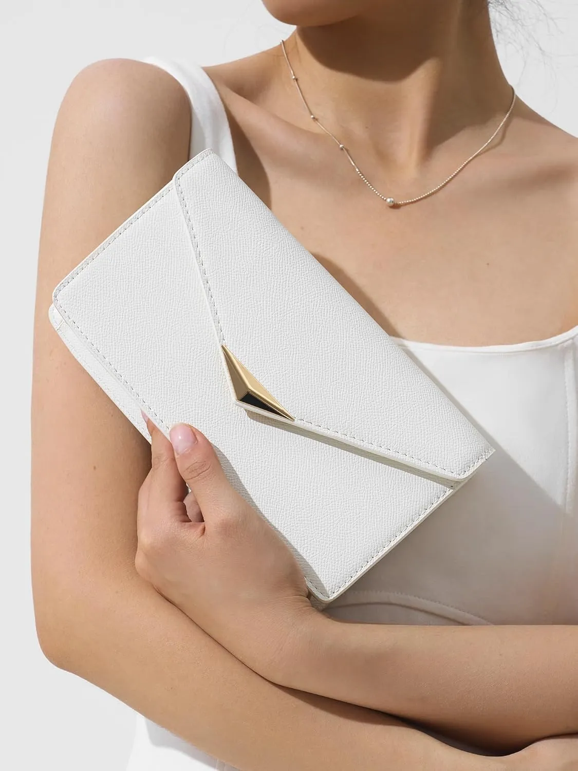 SWEETV Classic Envelope Clutch Purses for Women Elegant PU Leather Handbags for Evening, Weddings, Parties, and Formal Events