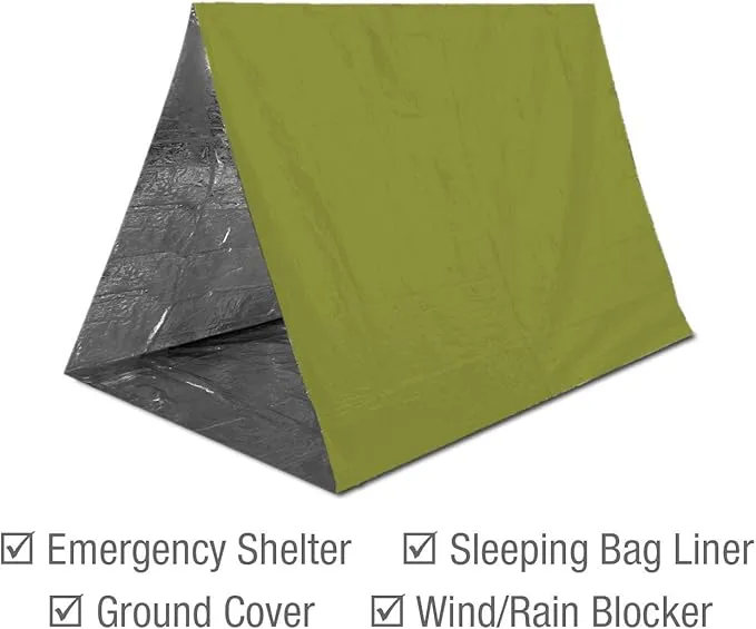 Swiss Safe Emergency Mylar Thermal Blankets   Bonus Space Blanket - Compact & Insulated for Cold Weather - Designed for NASA, Outdoor Camping, Survival, First Aid Car Kit - Army Green, 4 Pack