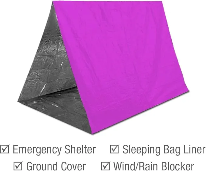 Swiss Safe Emergency Mylar Thermal Blankets   Bonus Space Blanket - Compact & Insulated for Cold Weather - Designed for NASA, Outdoor Camping, Survival, First Aid Car Kit - Pink, 4 Pack