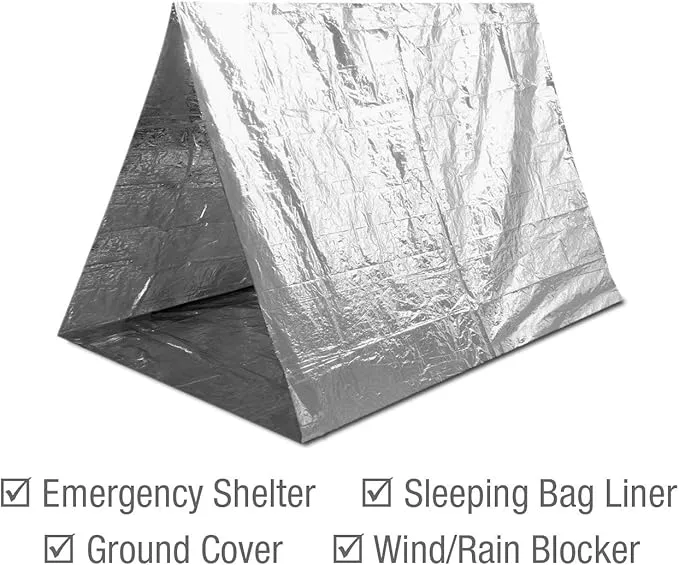 Swiss Safe Emergency Mylar Thermal Blankets   Bonus Space Blanket - Compact & Insulated for Cold Weather - Designed for NASA, Outdoor Camping, Survival, First Aid Car Kit - Silver, 25 Pack
