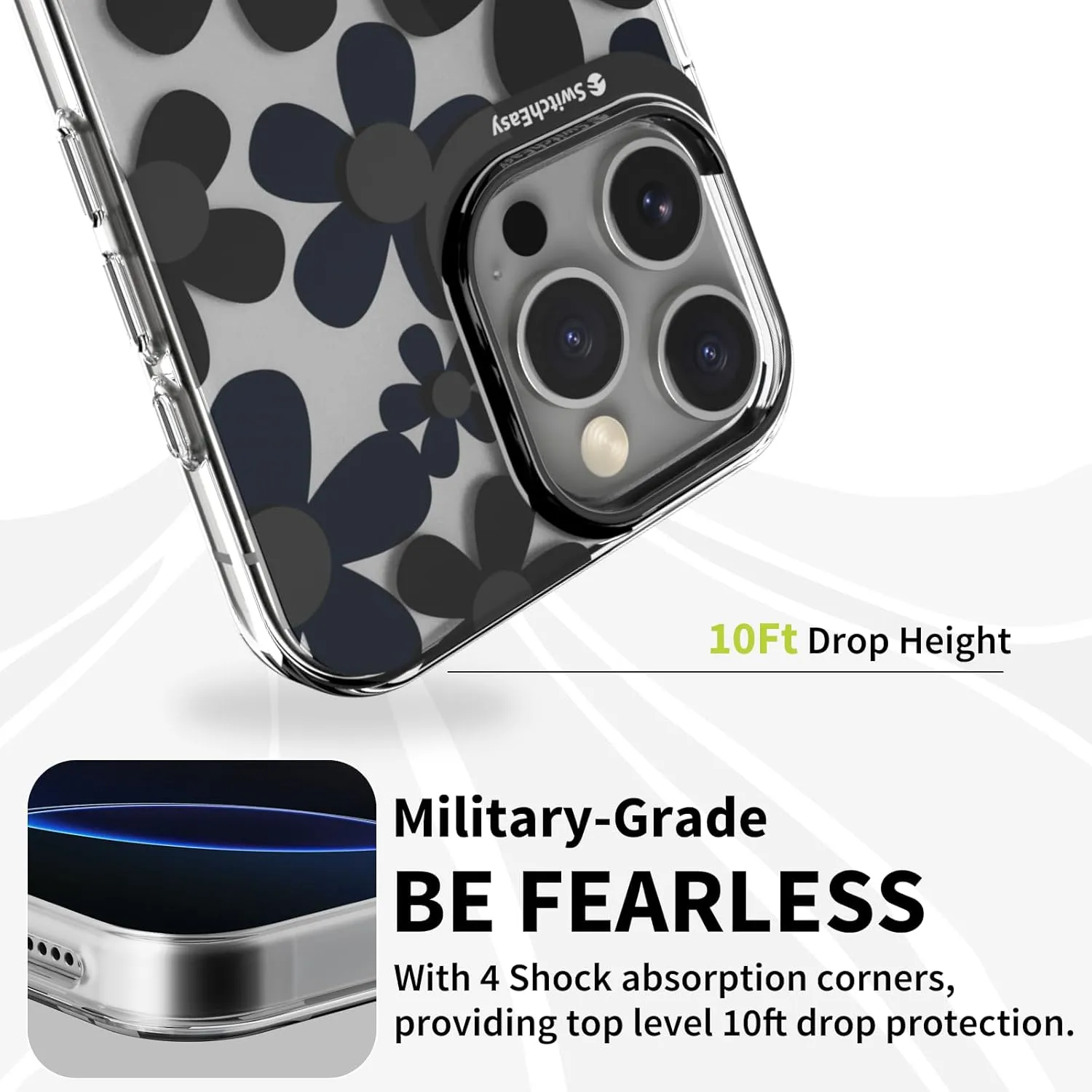 SWITCHEASY Fleur M - Flower Floral Designed Case for iPhone 16 Pro 6.3", 3D Patterned, Compatible with MagSafe, Protective Phone Case for Women - Rose'