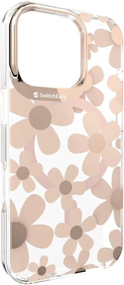 SWITCHEASY Fleur M - Flower Floral Designed Case for iPhone 16 Pro 6.3", 3D Patterned, Compatible with MagSafe, Protective Phone Case for Women - Rose'
