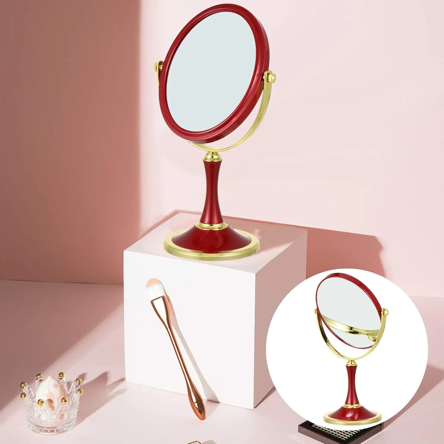Swivel Double-Sided Makeup Mirror Large Tabletop Mirror Perfect for Home Present