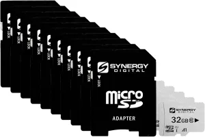 Synergy Digital 32GB Micro SDHC Secure Digital UHS-I Memory Cards, Compatible with Sony Ericsson R800at Cell Phone - Class 10, U1, 100MB/s, 300 Series - Pack of 10