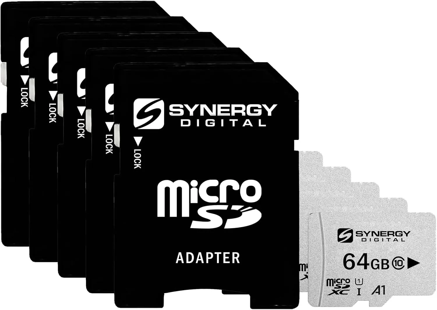 Synergy Digital 64GB Micro SDXC Secure Digital UHS-I Memory Cards, Compatible with Sony Ericsson J20 (Hazel) Cell Phone - Class 10, U1, 100MB/s, 300 Series - Pack of 5