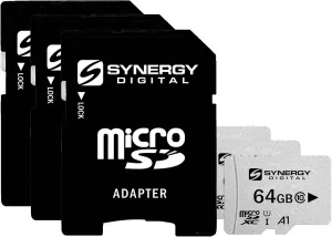 Synergy Digital 64GB Micro SDXC Secure Digital UHS-I Memory Cards, Compatible with Sony Ericsson Mix Walkman Cell Phone - Class 10, U1, 100MB/s, 300 Series - Pack of 3