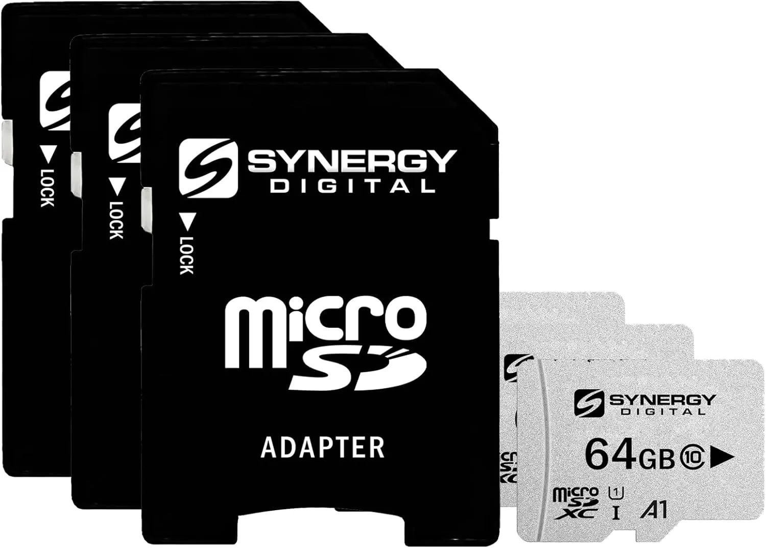 Synergy Digital 64GB Micro SDXC Secure Digital UHS-I Memory Cards, Compatible with Sony Ericsson Mix Walkman Cell Phone - Class 10, U1, 100MB/s, 300 Series - Pack of 3