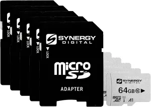 Synergy Digital 64GB Micro SDXC Secure Digital UHS-I Memory Cards, Compatible with Sony Ericsson R800a Cell Phone - Class 10, U1, 100MB/s, 300 Series - Pack of 5