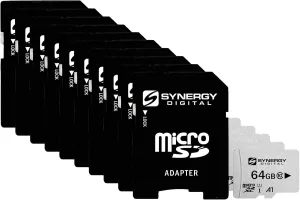 Synergy Digital 64GB Micro SDXC Secure Digital UHS-I Memory Cards, Compatible with Sony Ericsson R800x Cell Phone - Class 10, U1, 100MB/s, 300 Series - Pack of 10