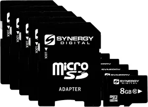 Synergy Digital 8GB Micro SDHC Secure Digital Memory Cards, Compatible with Sony Ericsson Xperia X2 Cell Phone - Class 10, 20MB/s - Pack of 5