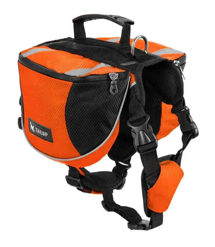TAILUP Polyester Pet Dog Saddlebags Pack Hound Travel Camping Hiking Backpack Saddle Bag for Small Medium Large Dogs Free Gift