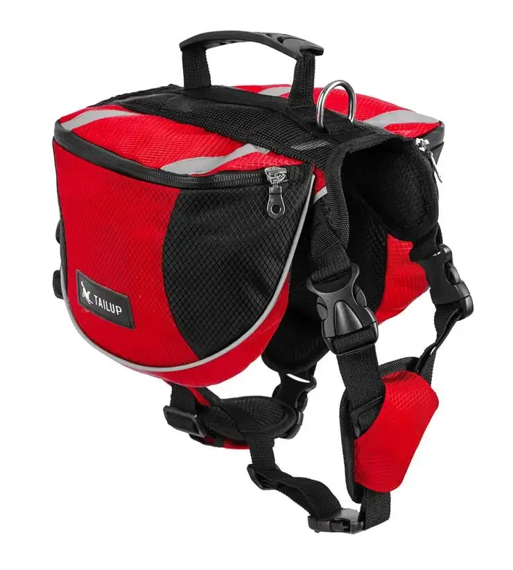 TAILUP Polyester Pet Dog Saddlebags Pack Hound Travel Camping Hiking Backpack Saddle Bag for Small Medium Large Dogs Free Gift