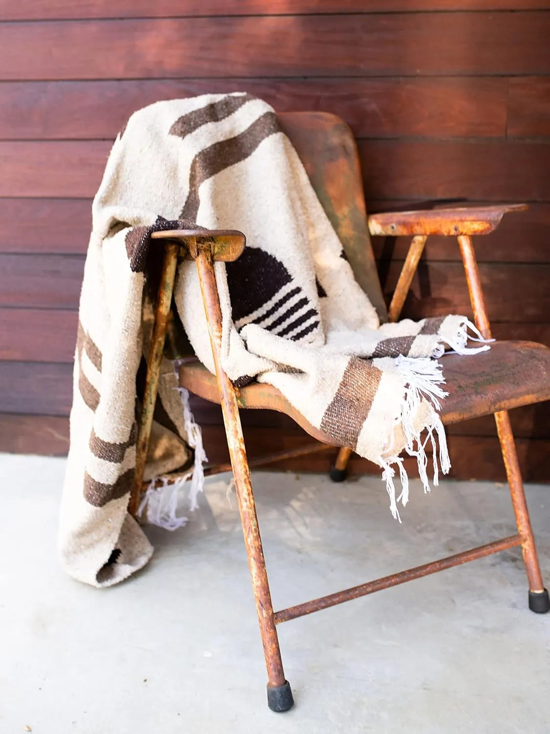 Tan Mexican Blanket by Laguna Beach Textile Co - Beach, Yoga, Camping, or Decorative Throw Blanket - Traditional Handmade Serape - Wheat Sol
