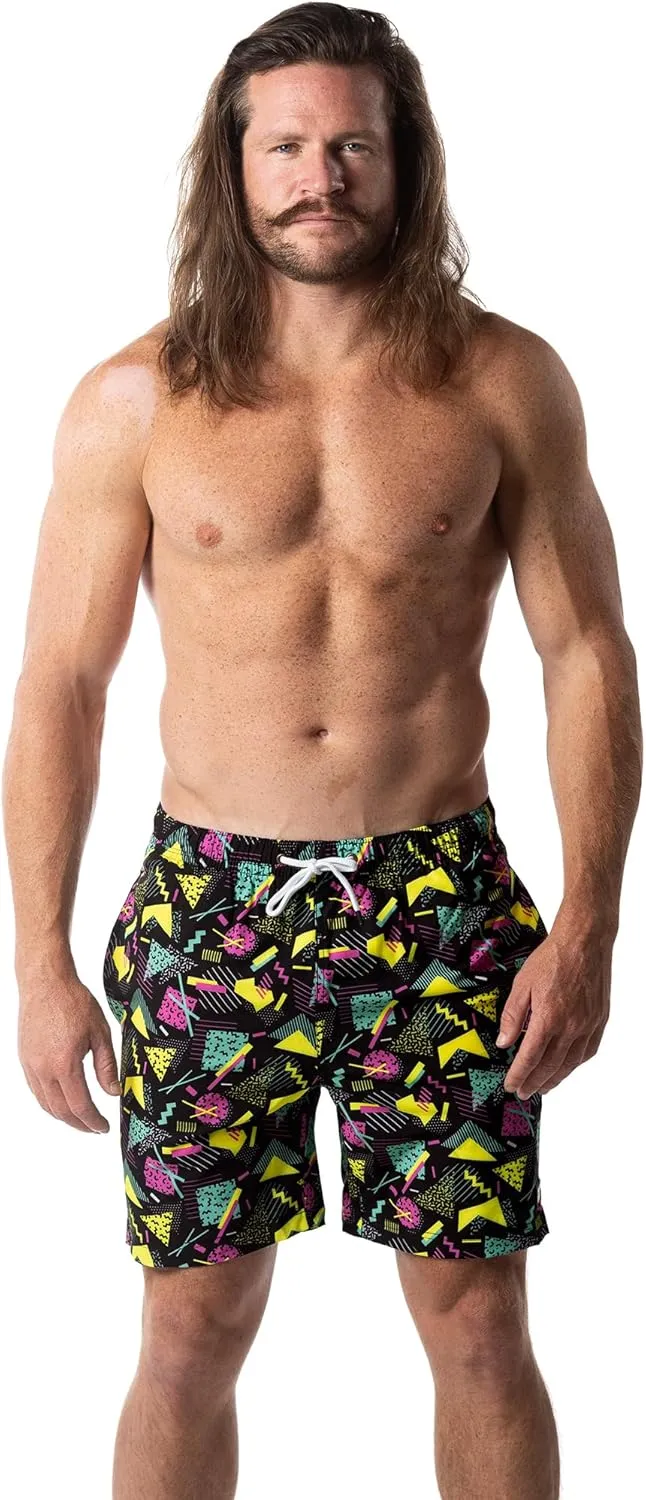 Third Wave Swim Trunks with Compression Liner - Men's Premium 7 Inch Inseam Quick Dry Swim Shorts for Beach and Swimming