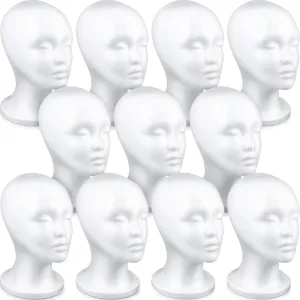 Thyle 10 Pcs Foam Wig Head Bulk Wig Display Mannequin Head Stand Model Foam for Style, Masks, Hats, Wigs, Salon and Travel, Halloween Decoration (Female)