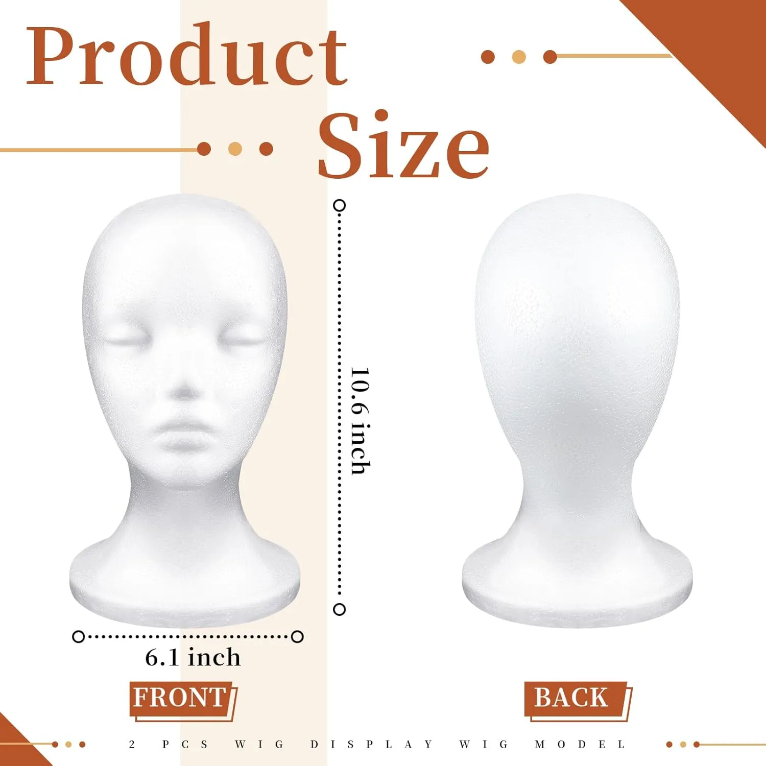 Thyle 10 Pcs Foam Wig Head Bulk Wig Display Mannequin Head Stand Model Foam for Style, Masks, Hats, Wigs, Salon and Travel, Halloween Decoration (Female)