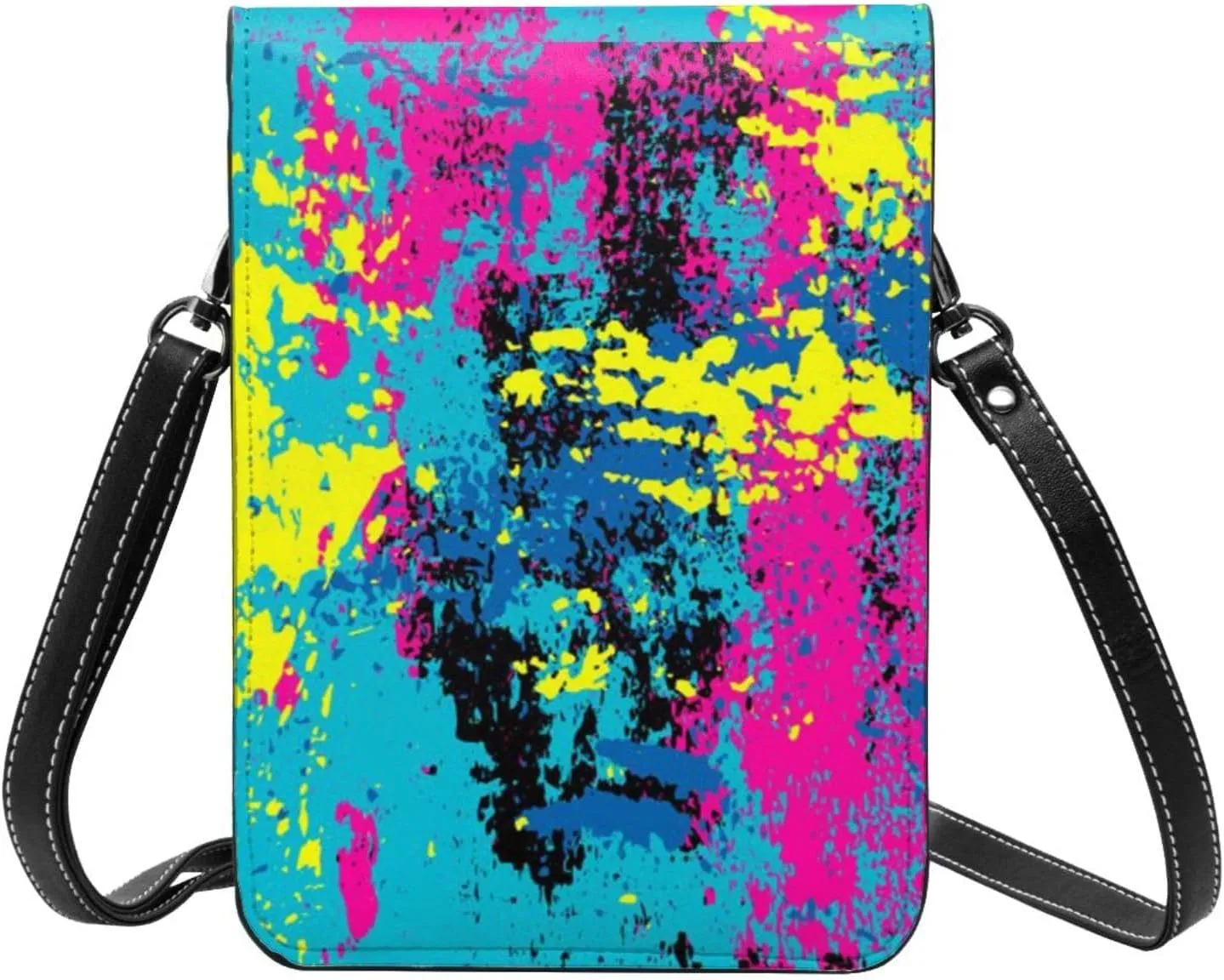 Tie Dye Colorful heart Leather Crossbody Cell Phone Purse Small Wallet Bags Adjustable Phone Bag for Women