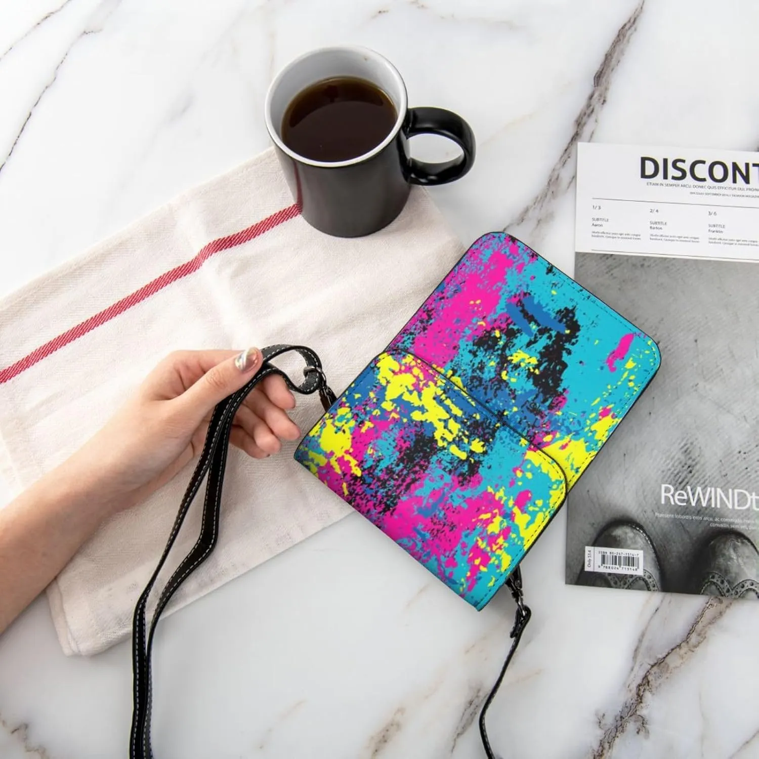 Tie Dye Colorful heart Leather Crossbody Cell Phone Purse Small Wallet Bags Adjustable Phone Bag for Women