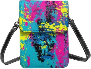 Tie Dye Colorful heart Leather Crossbody Cell Phone Purse Small Wallet Bags Adjustable Phone Bag for Women