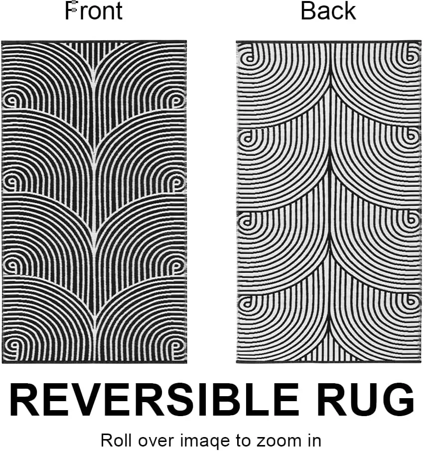 Tiffasea Black and White Kitchen Rug 2'x4', Machine Washable Indoor Outdoor Rugs Cotton Hand-Woven Modern Area Rug Front Door Rug for Living Room/Entryway/Laundry/Bathroom/Bedroom