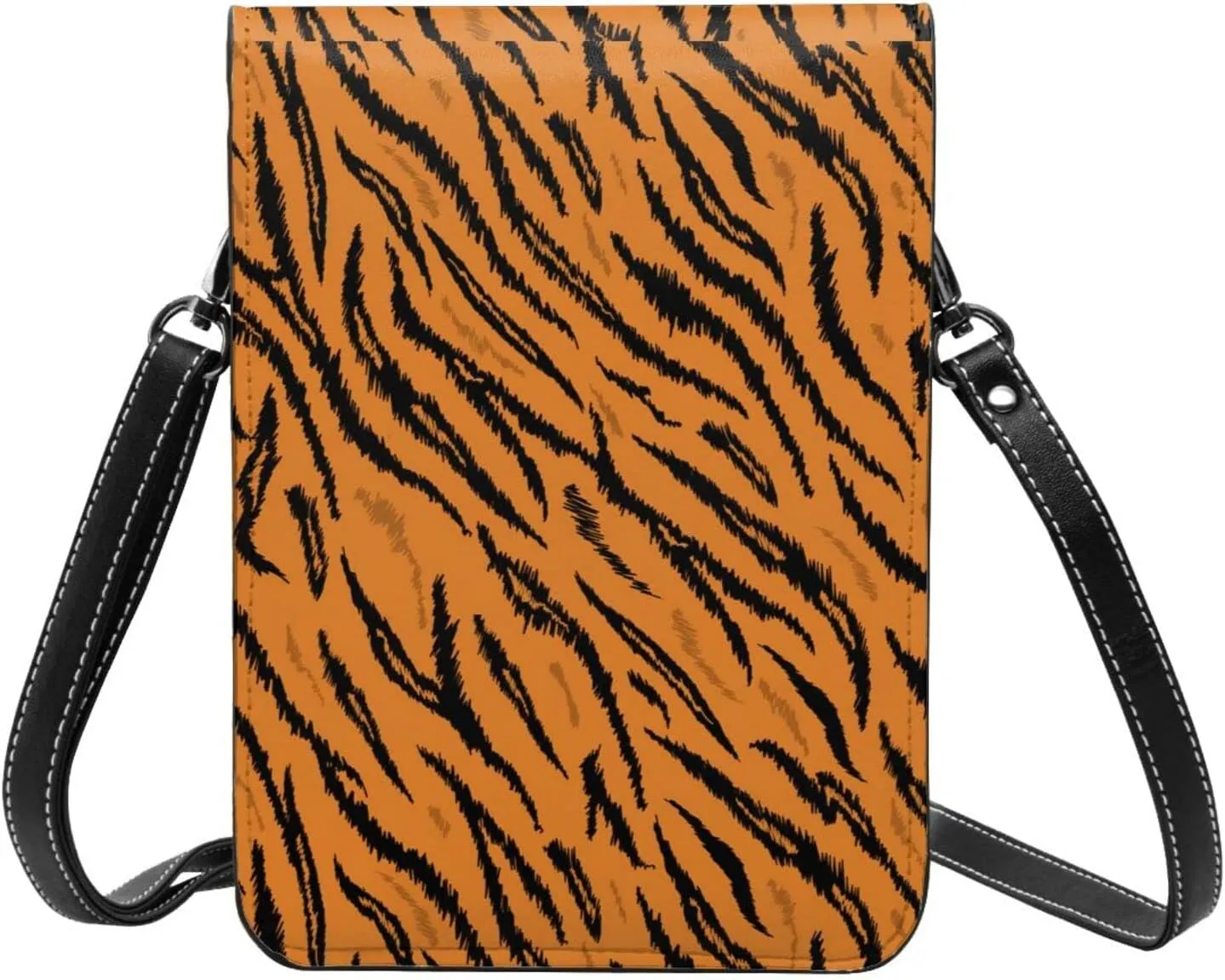Tiger Stripes Leather Crossbody Cell Phone Purse Small Wallet Bags Adjustable Phone Bag for Women