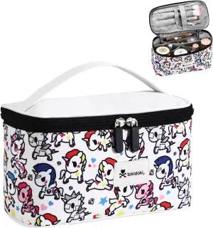 Tokidoki Official Licensed Travel Makeup Bags Toiletry Bags for Women Cosmetic Organizer Bag Large Capacity Travel Makeup Case Organizer (white)
