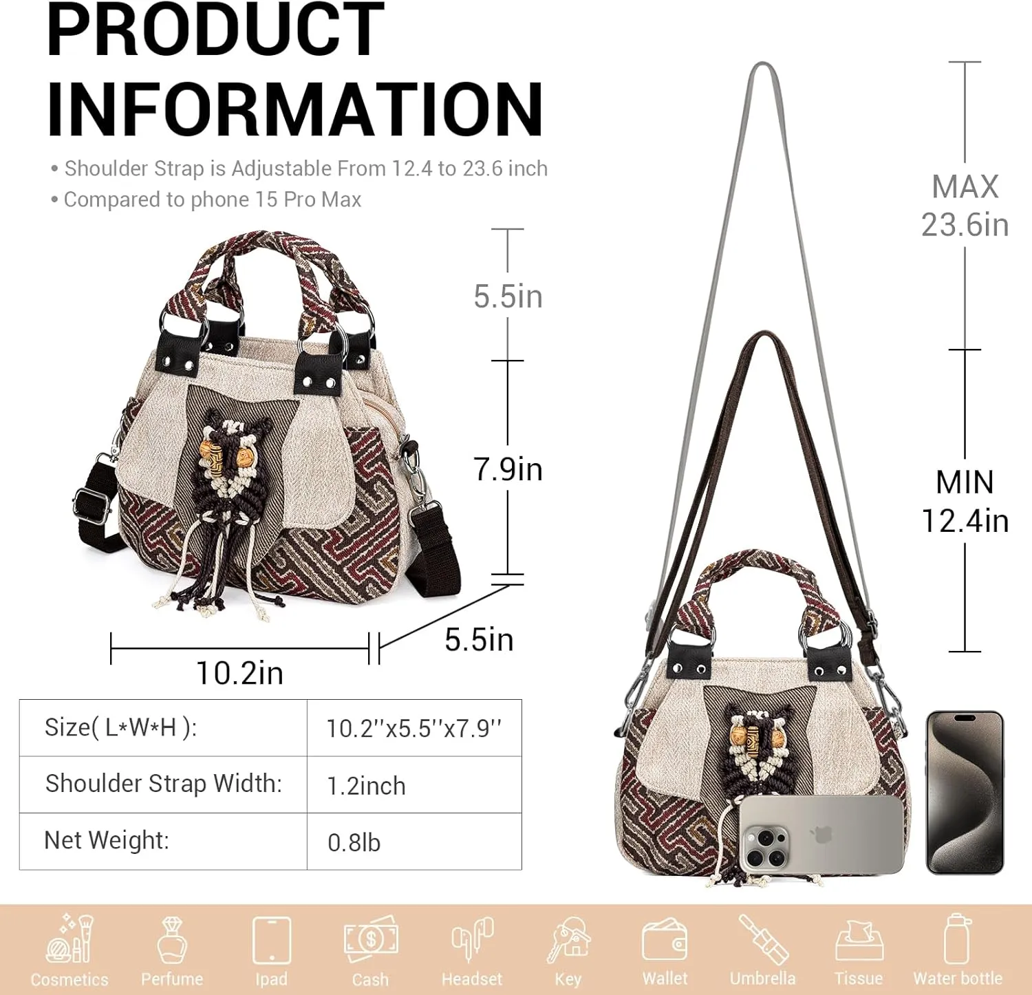 Tote Bag for Women With Zipper, Small Crossbody Bags for Women Trendy, Hand-Woven Shoulder Handbags